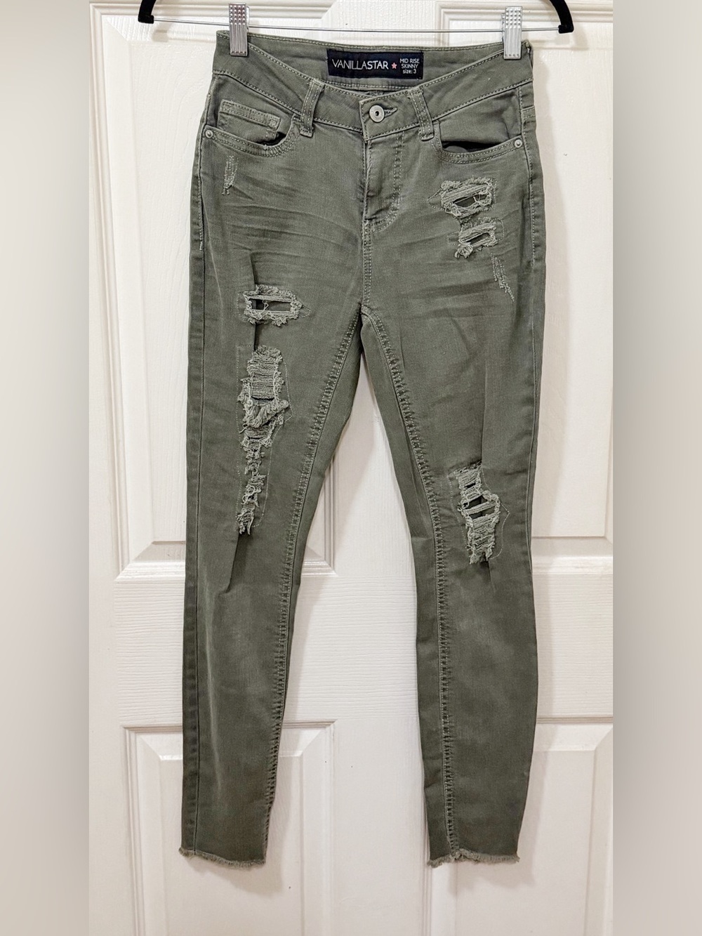 New Vanilla Star Men's Skinny Jeans in Olive